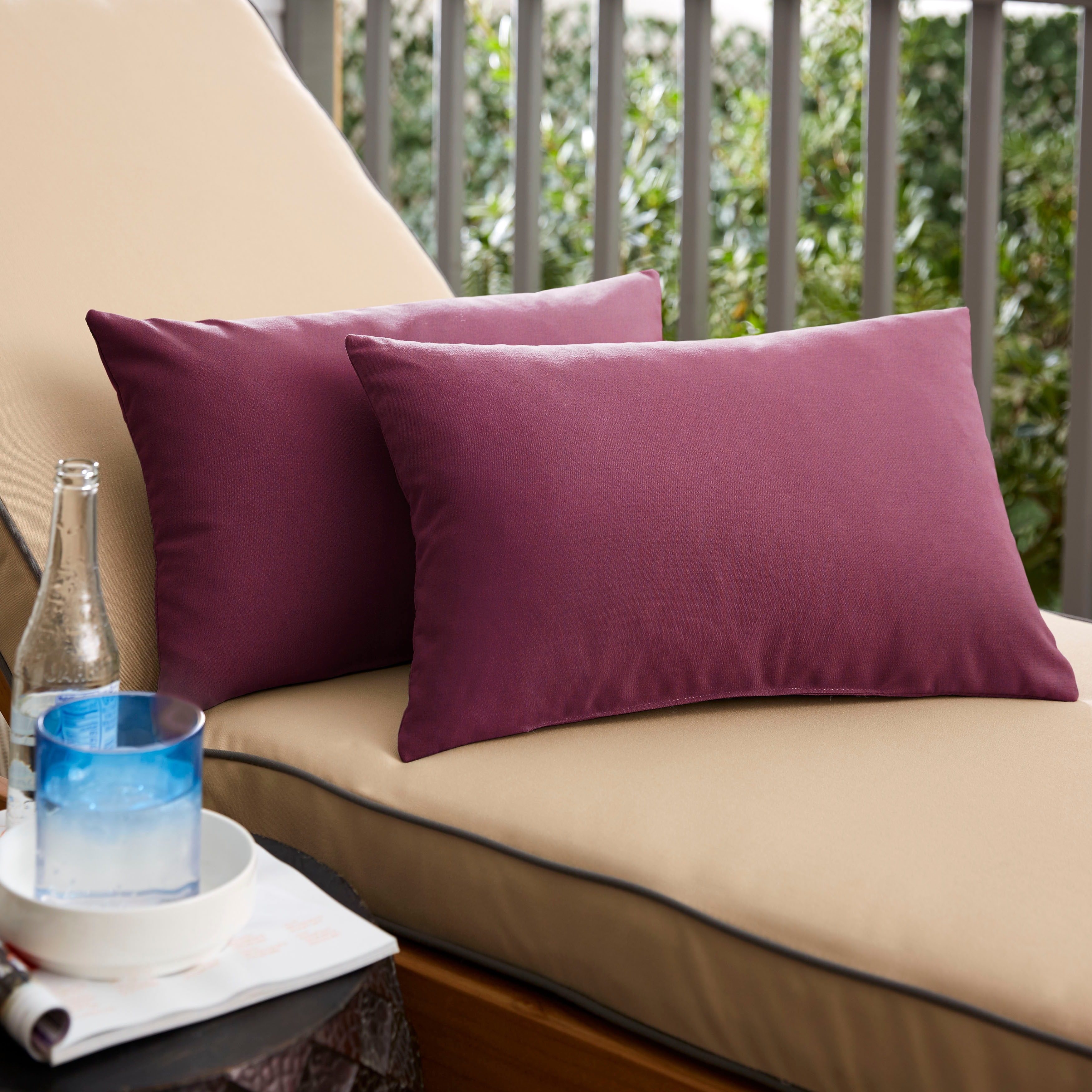Sunbrella Purple Indoor/Outdoor Knife Edge Pillow (Set of 2) Bed