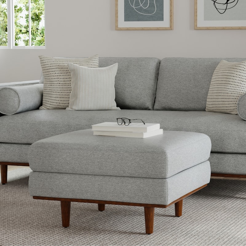 WYNDENHALL Brixley 33 inch Wide Mid-Century Modern Table Ottoman - Mist Grey