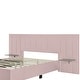 preview thumbnail 30 of 31, Full/Queen Size Upholstered Platform Bed with Shelved Headboard