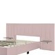 preview thumbnail 30 of 64, Plush Upholstered Platform Bed Frame with Oversized Headboard and 2 Side Storage Shelf, Velvet Fabric Wingback Bed