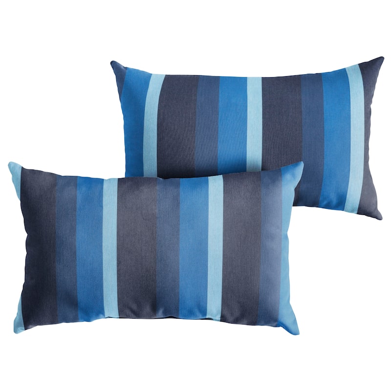Sunbrella Gateway Indigo Stripe Indoor/Outdoor Knife Edge Pillow (Set of 2)