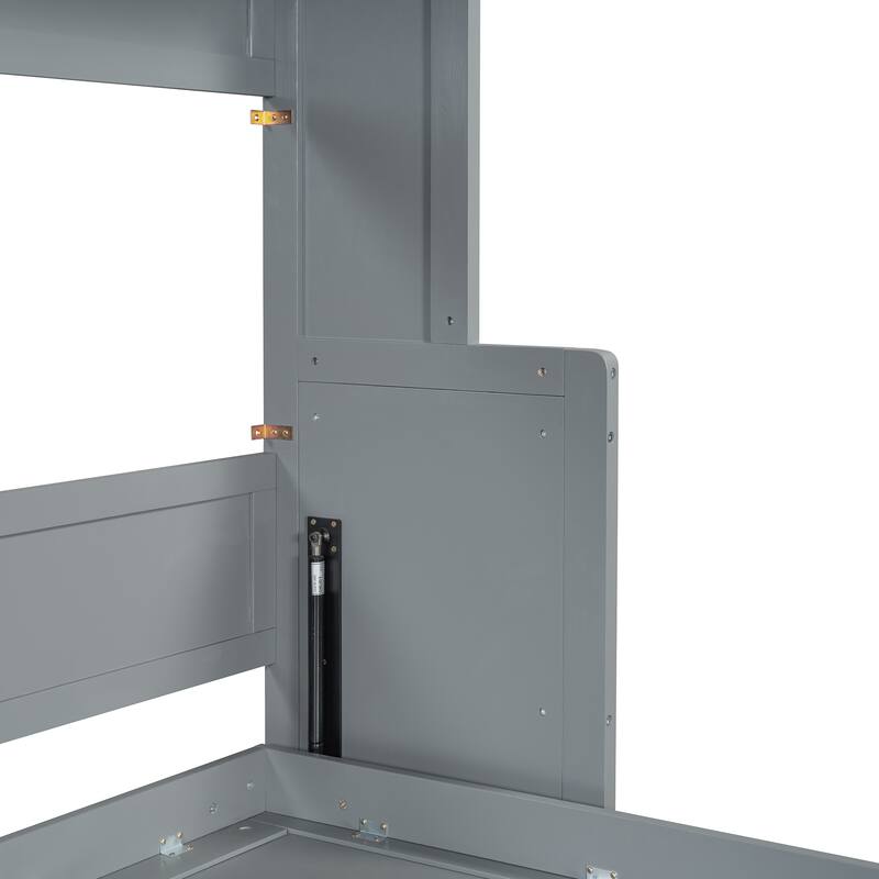 Full Murphy Bed with Hydraulic Lift, Folding Desk, and Built-In Storage - Space-Saving Solution for Modern Living