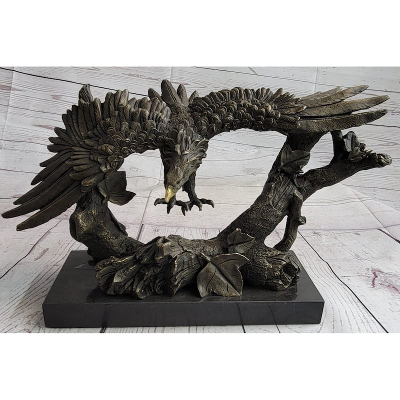 Original Milo Large American Bad Eagle Landing Bronze Sculpture Statue Figurine