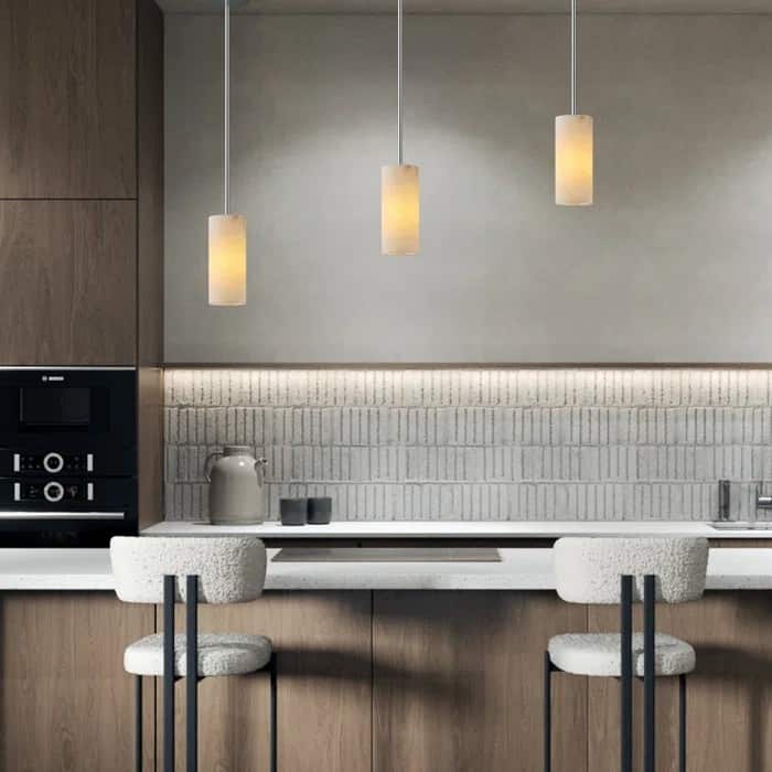 Dimmable LED Solid Brass Pendant Light with Spanish Alabaster Shade