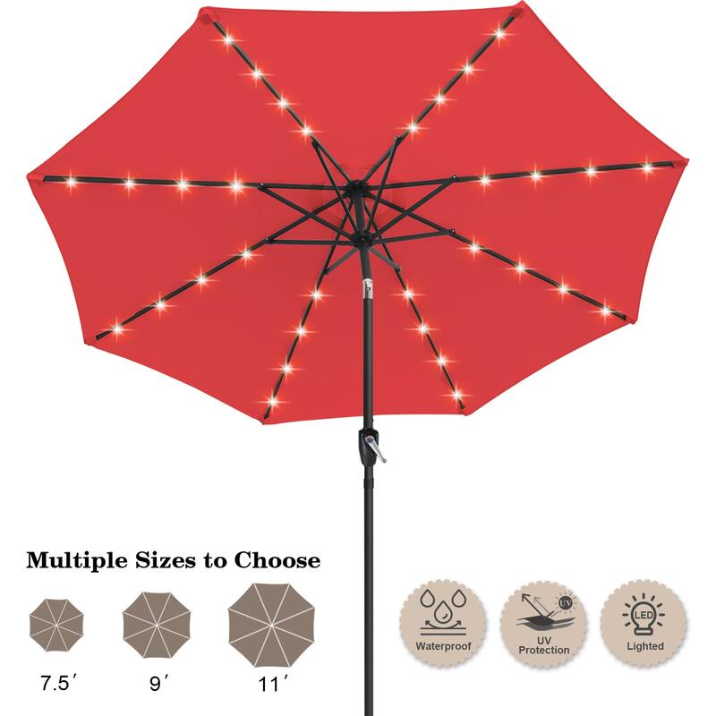 ABCCANOPY 10.5FT Outdoor Patio Solar Umbrella with 32LED Lights
