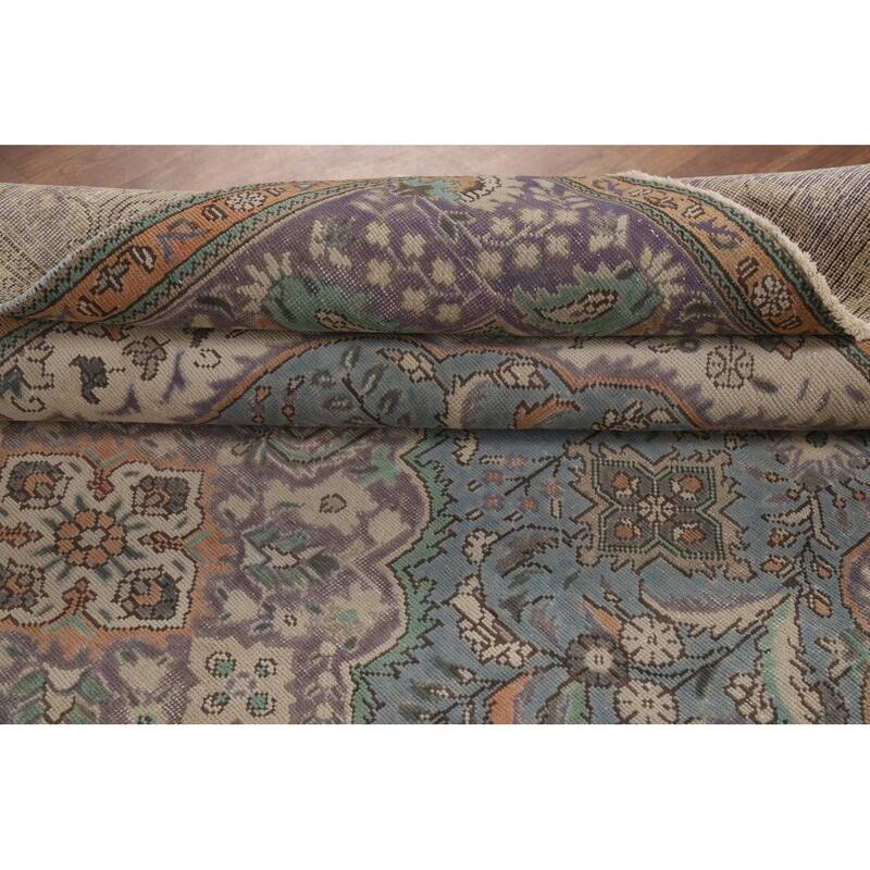 Blue Tabriz Persian Area Rug Hand-Knotted Bedroom Wool Carpet - 6'9"x 9'5"