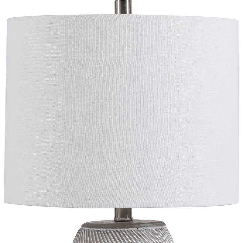 Grey and White Etched Concrete Table Lamp by Osvaldo Mendoza