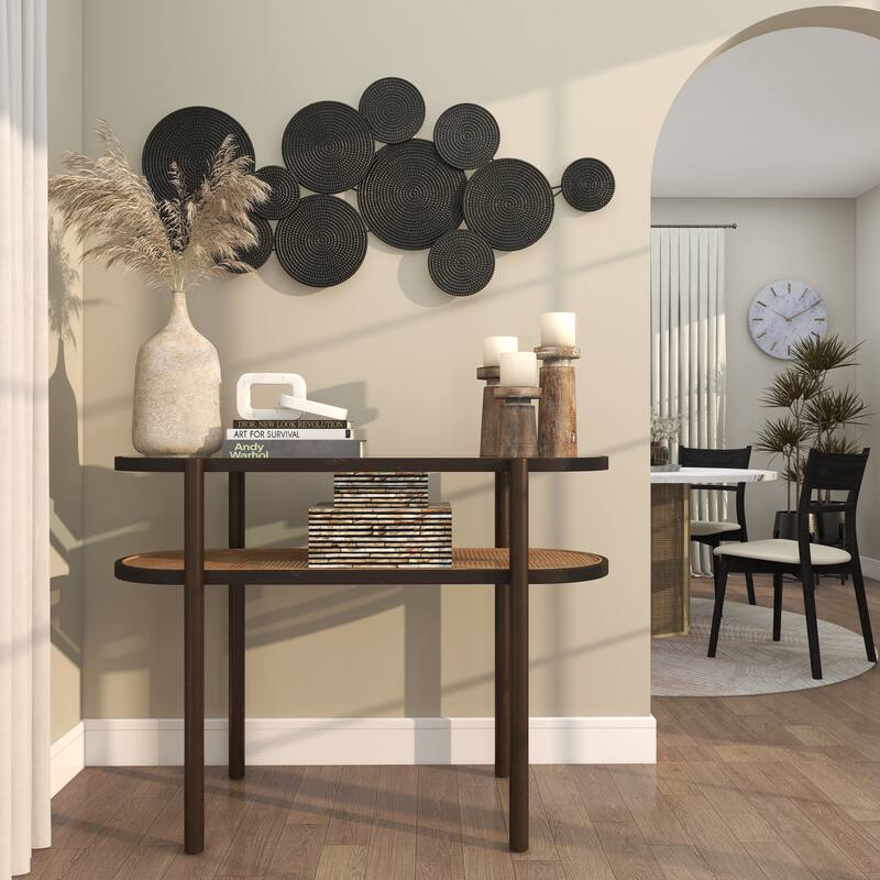 CosmoLiving by Cosmopolitan Metal Plate Wall Decor with Textured Circles - Gold or Black