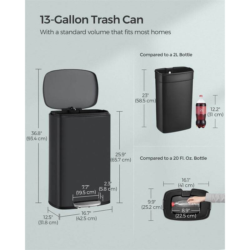 Stainless Steel Step Open Trash Can with Hinged Lid