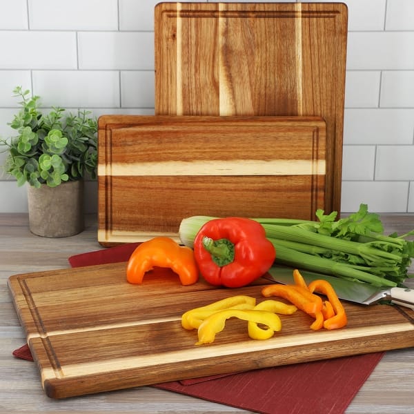 3 Piece Wood Cutting Board Set
