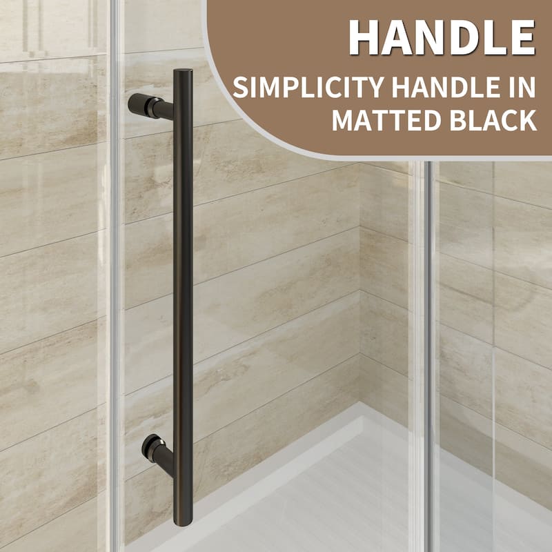 60 in. W x 74 in. H Single Sliding Frameless Shower Door in Matte Black Finish with Clear Tempered Glass - 60" x 74"