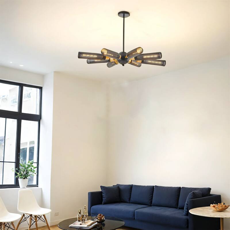 34" Modern Industrial Sputnik Chandelier - Black