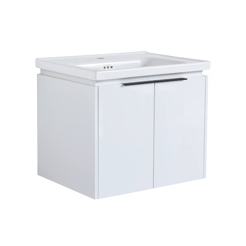 Topcraft Wall-Mounted Bathroom Vanity With Sink - 24" - Glossy White