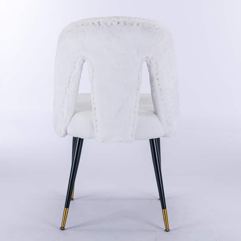 Set of 2 Modern & Contemporary Upholstered Dining Chairs with Nailheads and Metal Legs