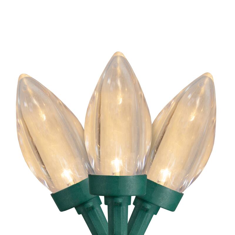 50 Count LED C9 Christmas Lights 20.25 ft Green Wire - 20.25' - White
