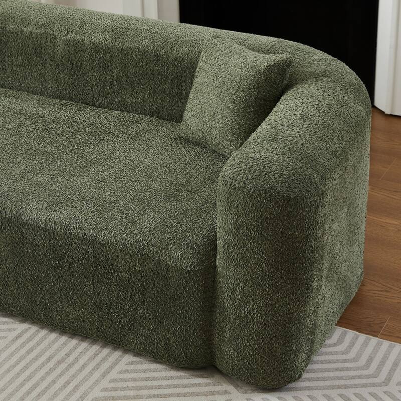 109.4" L-Shaped Chenille Boneless Sectional Sofa with Two Throw Pillows