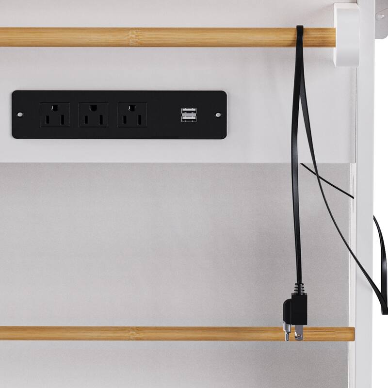 Kitchen Island with Drop Leaf, Power Outlet and Side Racks