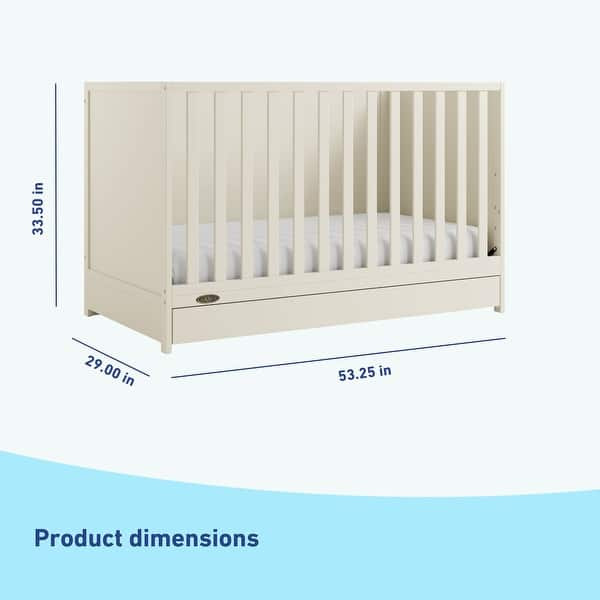 dimension image slide 1 of 5, Graco Theo 3-in-1 Convertible Crib with Drawer