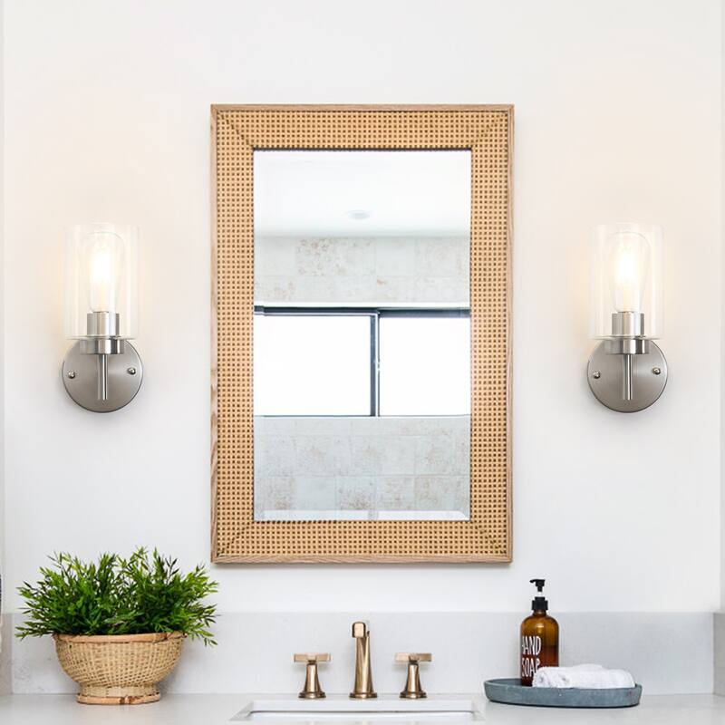 1-Light Modern Bathroom Vanity Light with Clear Glass Shades（Set of 2), Industrial Wall Sconces, Modern Wall Lights
