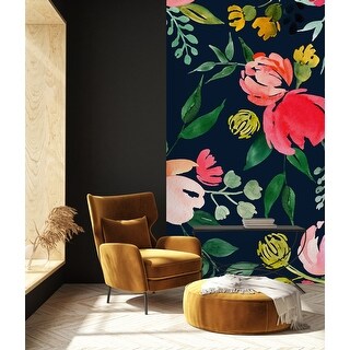 Dark Wallpaper with Pink Flowers Peel and Stick and Prepasted - Bed ...