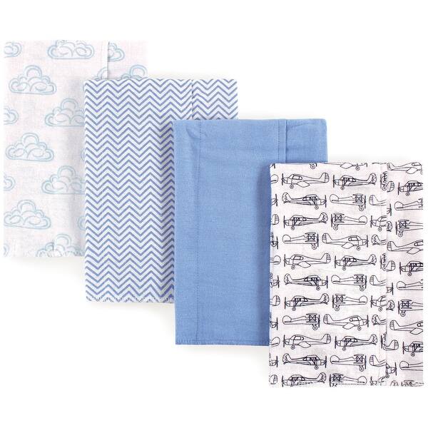 slide 1 of 1, Hudson Baby Infant Boy Cotton Flannel Burp Cloths 4pk, Airplane, One Size - Airplane - One Size