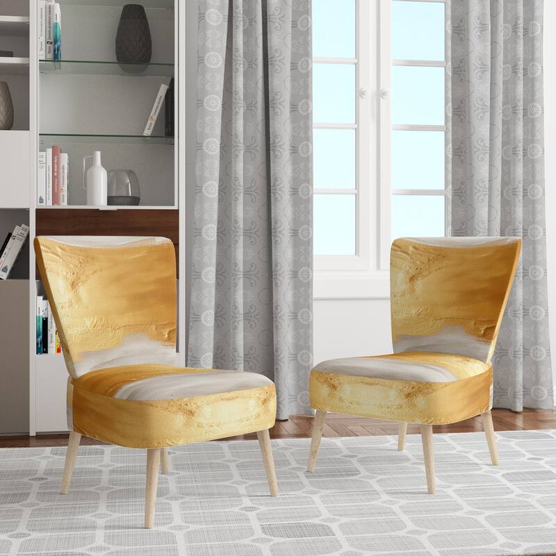 Designart "From the Shore" Upholstered Beach Accent Chair - Nautical & Coastal Arm Chair For Bedroom - Side Chair - Gold