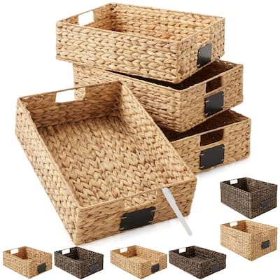 Water Hyacinth Pantry Storage Basket Organizer Bins
