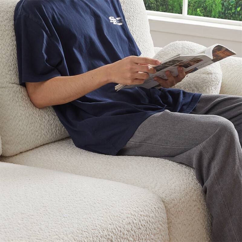 Lamb's Wool 2-Seater Cushion Sofa 90'' Comfortable Sofa,w/2 Cushions