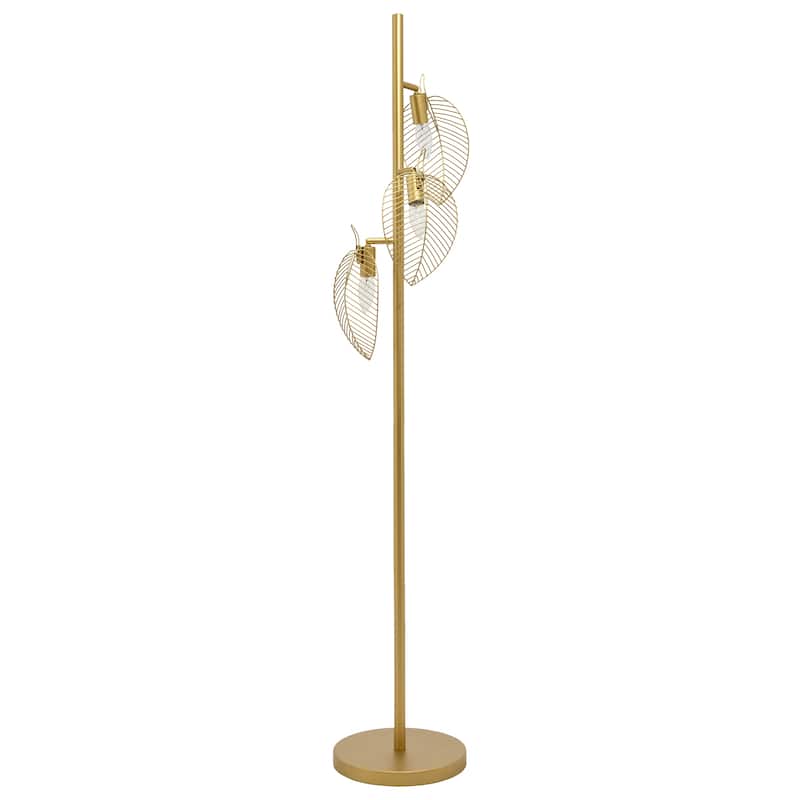 James River of Goods Gold Metal Three Leaf Shade 59.25-Inch Floor Lamp - 23" x 23" x 59.25"