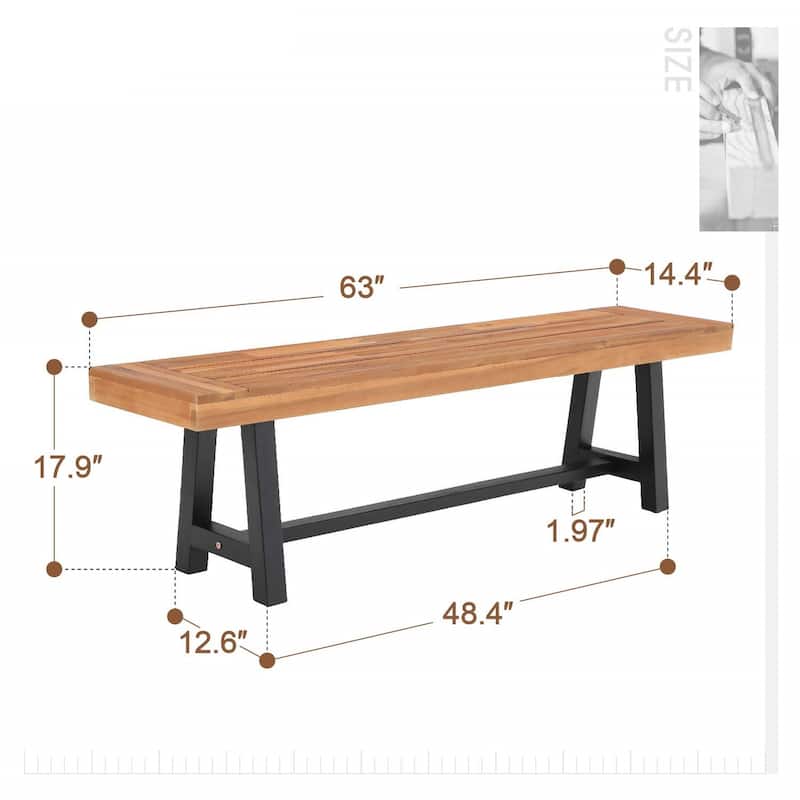 MAISON ARTS 2-Piece Wooden Garden Benches, 2 Wooden Benches
