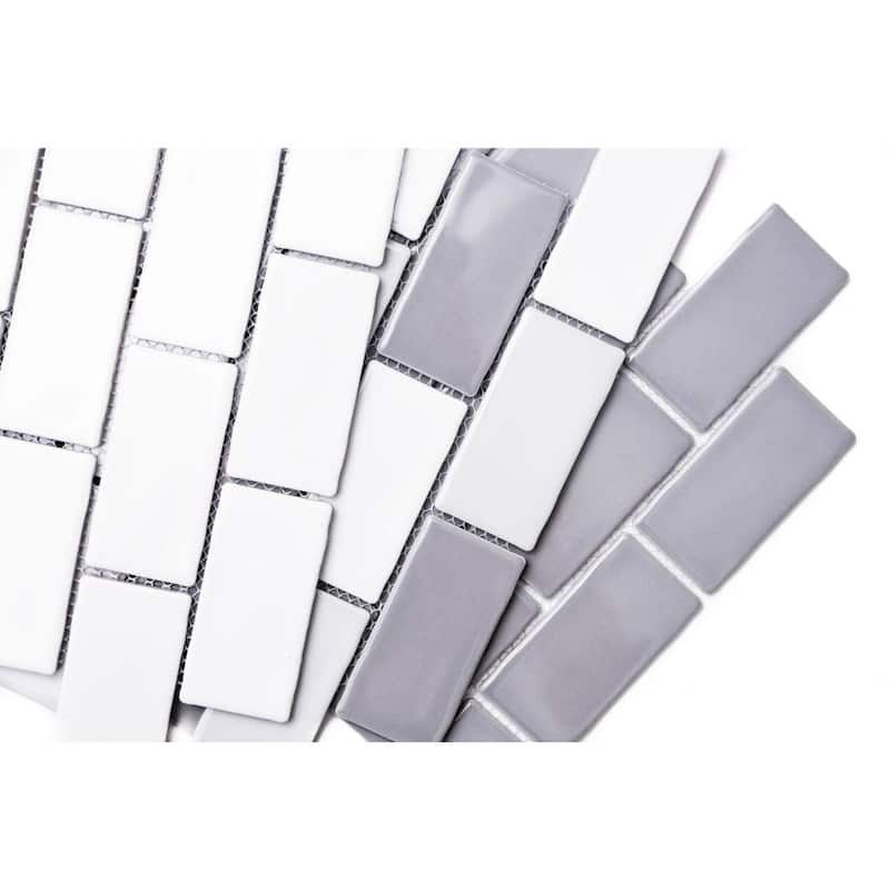 Metro 12x11 Glossy Porcelain Subway Mosaic Tile - Wall, Backsplash