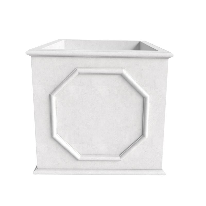 Sprout Modern Fiberstone Square Planter Pot with Drainage Holes for Home Garden Yard Patio Porch Office- No Assembly Required