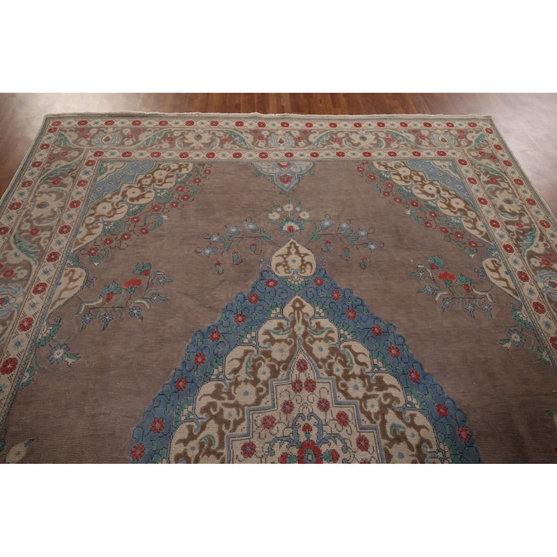 Over Dyed Distressed Tabriz Persian Vintage Rug Handmade Wool Carpet - 8'1" x 11'4"