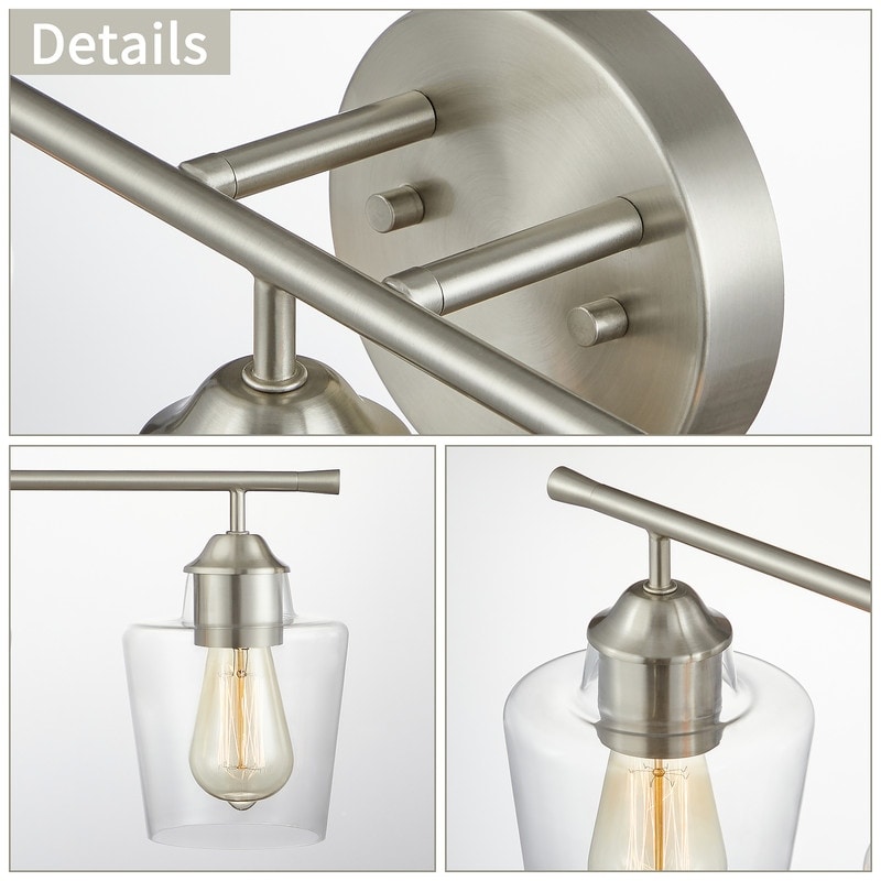 KAWOTI 3 Light Dimmable Bathroom Vanity Light with Glass Shade L22 x W7 x H10.5