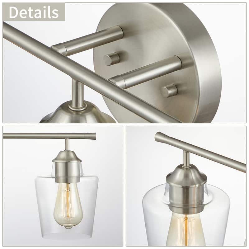 KAWOTI 3-Light Dimmable Bathroom Vanity Light with Glass Shade - L22" x W7" x H10.5"