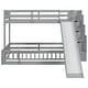 preview thumbnail 26 of 34, Twin Over Full Multifunctional Kids Bunk Bed Frame with Slide, Wooden Loft Bed with Storage Staircase and Guardrails
