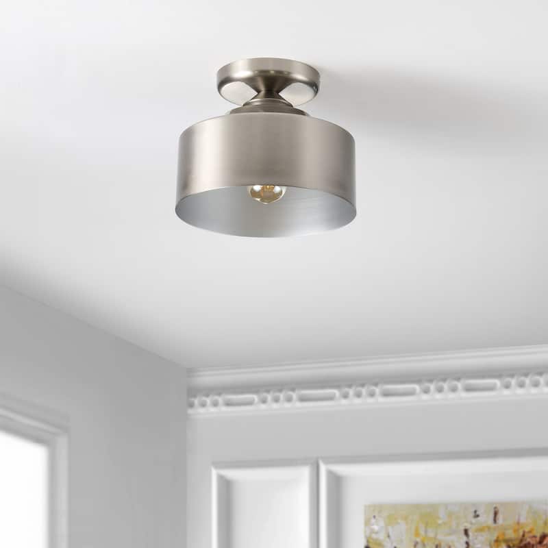 SAFAVIEH Lighting Kanami Flush Mount - 10" W x 10" D x 10" H - Brushed Nickel - 10Wx10Dx10H
