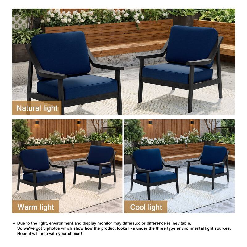 Solid Wood Outdoor Arm Chair Loveseat with Cushion