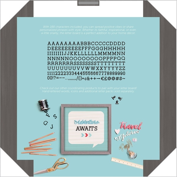 Dcwv Framed Letterboard 12"X12"-Gray W/Teal & White Insert