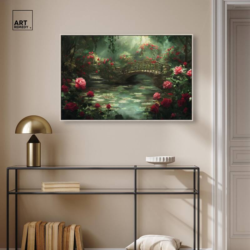 Rose Garden Bridge Canvas by Art Remedy
