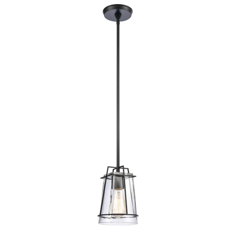 Square To Round 6-inch Wide 1-Light Mini Pendant in Matte Black - 6in W x 6in D x 9in H - Matte Black