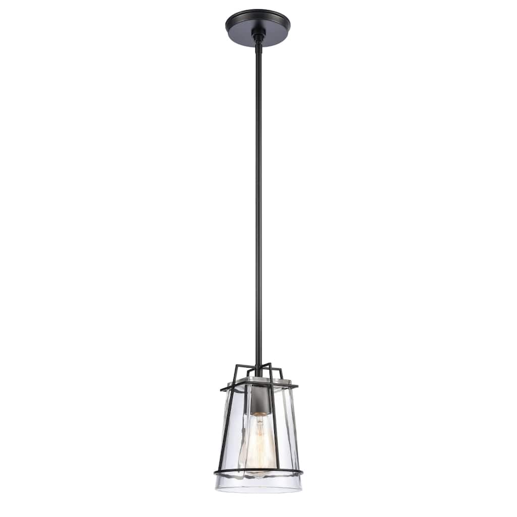 Square To Round 6-inch Wide 1-Light Mini Pendant in Matte Black - 6in W x 6in D x 9in H