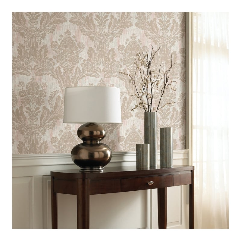 Advantage Zemi Light Pink Damask Wallpaper - 20.5 x 396 x 0.025