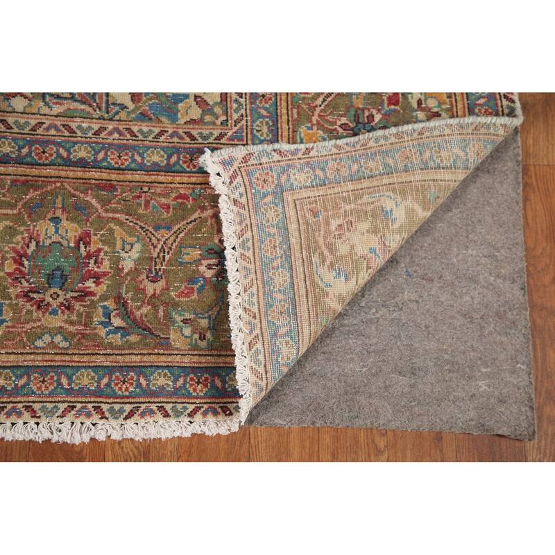 Kashan Vegetable Dye Persian Antique Area Rug Handmade Wool Carpet - 6'5" x 10'5"