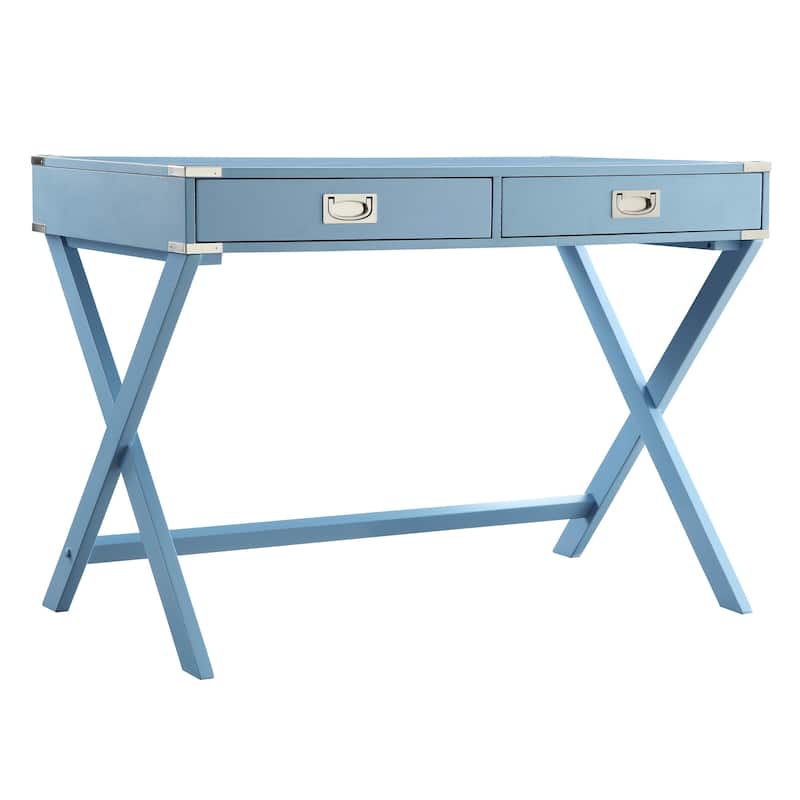 Kenton X Base Wood Accent Campaign Writing Desk iNSPIRE Q Modern - Sky Blue
