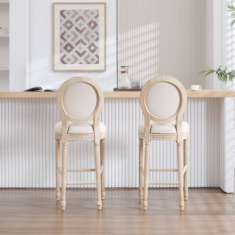 Dining Chairs Set of 2, Upholstered Chairs with Round Back, Wire Drawing and Carving Techniques,Disassemblable
