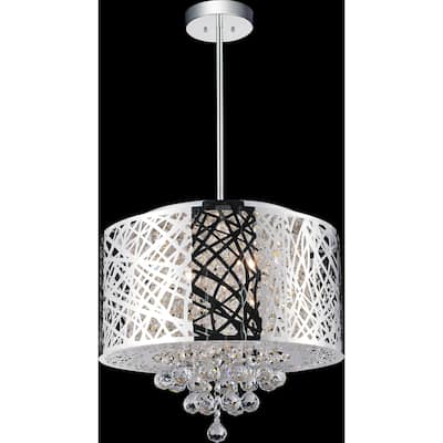 Eternity 6 Light Drum Shade Chandelier With Chrome Finish - Stainless Steel