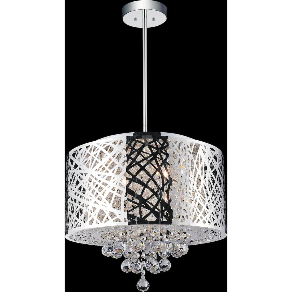 Eternity 6 Light 16in Chrome Drum Shade Chandelier - Stainless Steel