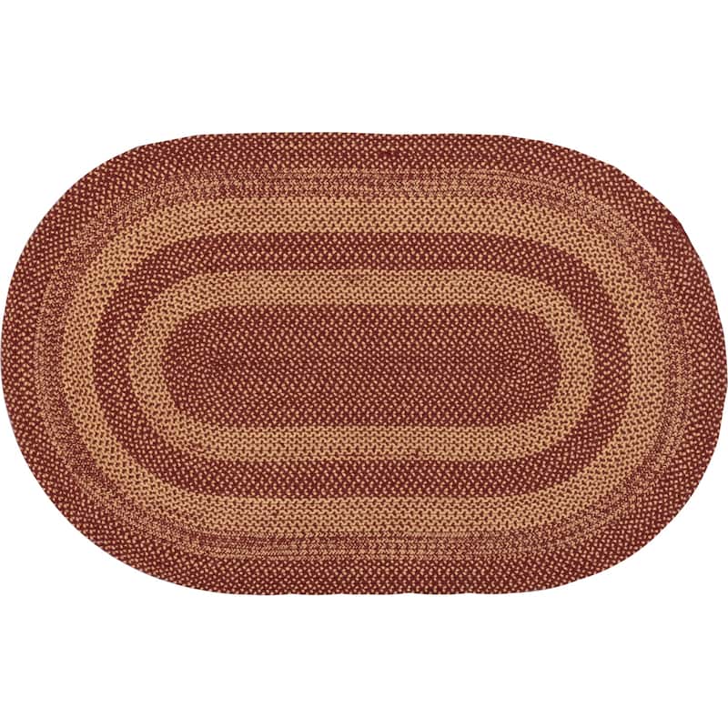 Burgundy Tan Jute Rug Oval w/ Pad 36x60 - 3' x 5' Oval