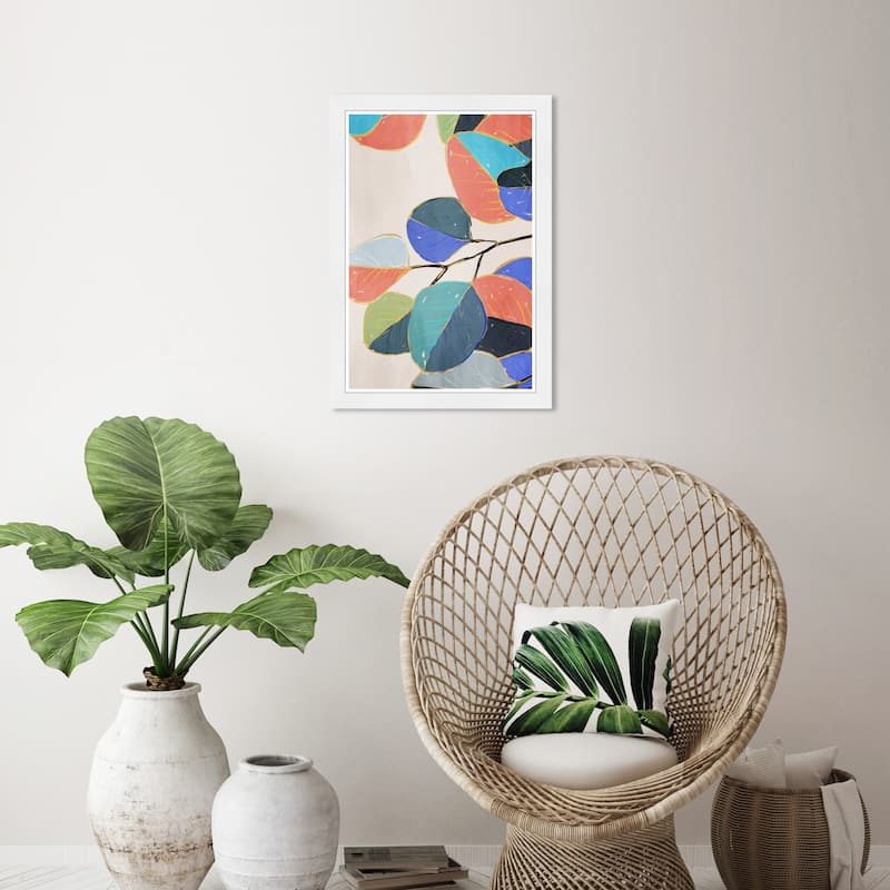 Wynwood Studio Prints Floral and Botanical Colorful Leaf Party Blue and Tropical Wall Art Canvas Print - White